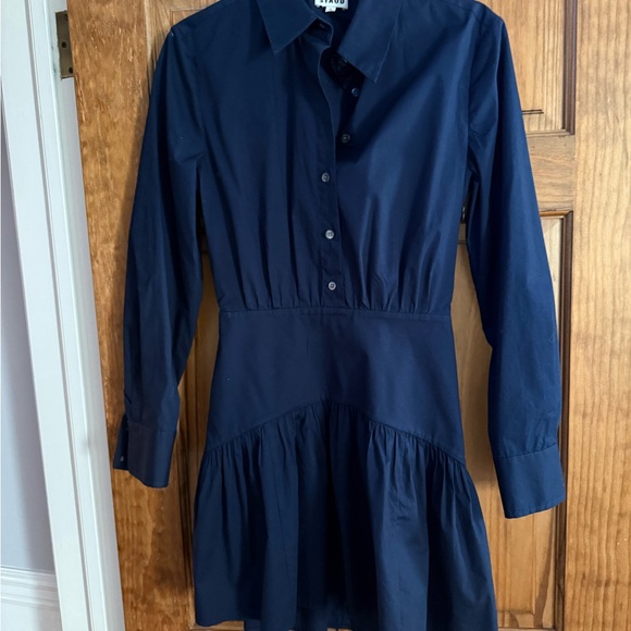STAUD Elegant Navy Long Sleeve Dress - Picture 3 of 4